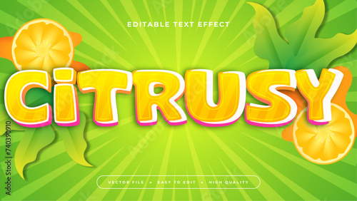 Orange green and yellow citrusy 3d editable text effect - font style