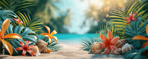 summer holiday beach banner background photo