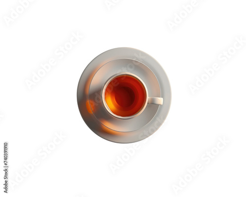 Top view of tea cup isolated on transparent background