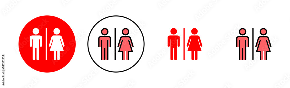 Toilet icon set illustration. Girls and boys restrooms sign and symbol. bathroom sign. wc, lavatory
