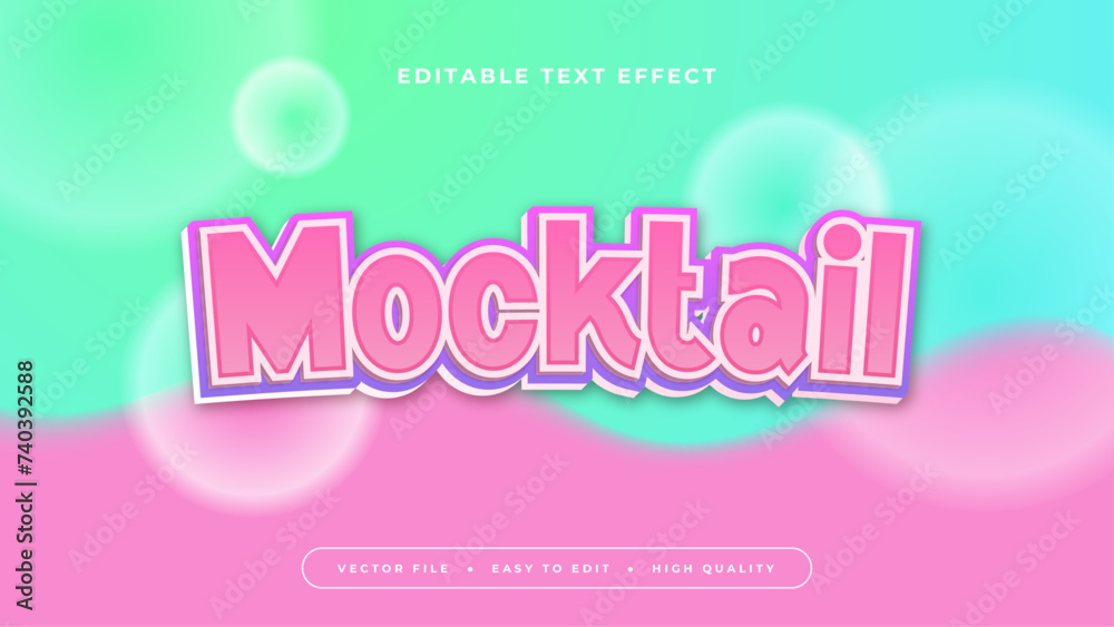 Green white and pink mocktail 3d editable text effect - font style