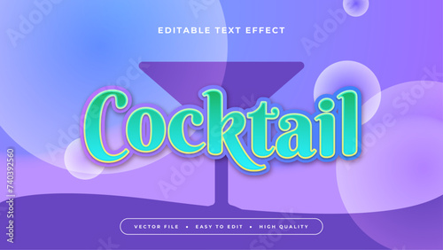 Green blue and purple violet 3d editable text effect - font style