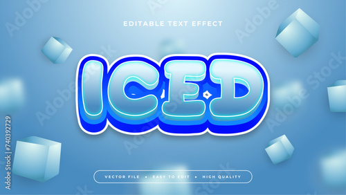 Blue and white iced 3d editable text effect - font style