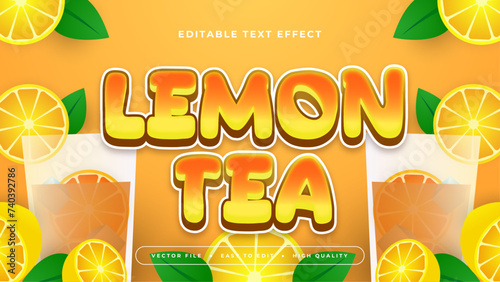 Orange green and yellow lemon tea 3d editable text effect - font style
