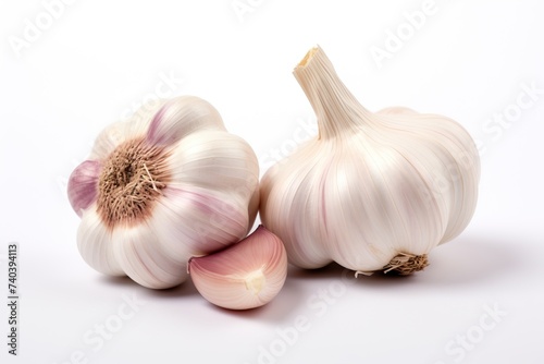 Heads of garlic isolated on white background