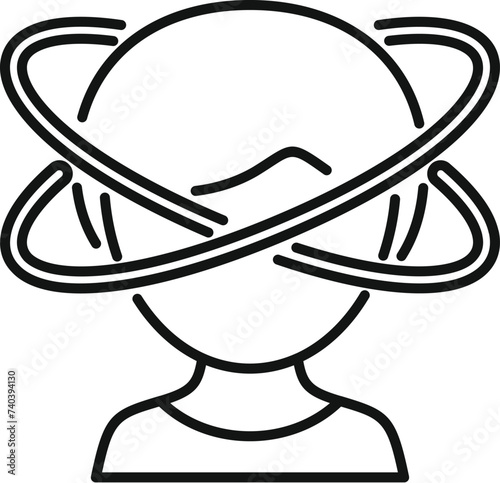 Balance dizziness icon outline vector. Head face human. Medical stars pain