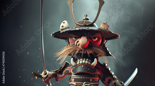 funny 3D samurai character