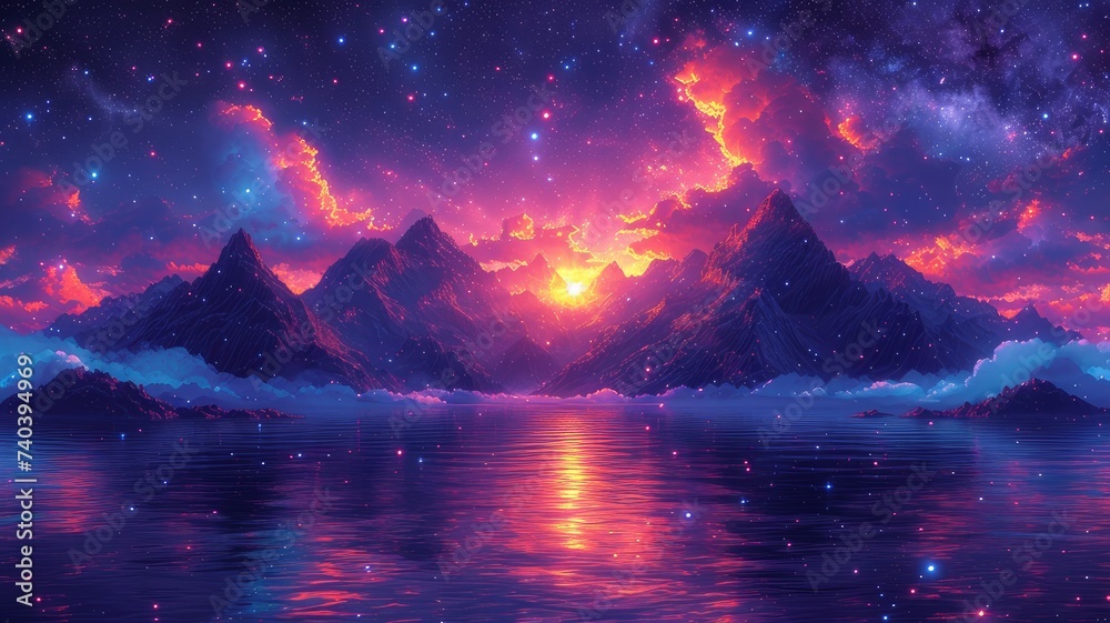 starry twilight over serene lake