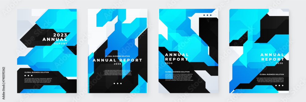 Blue black and white vector abstract corporate business annual report ...
