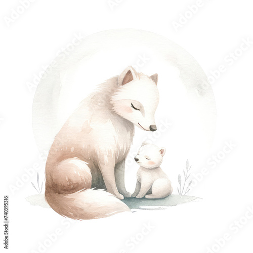 Watercolor cute Mother And Baby animal Clipart Illustration. kids nursery room portraits of mother animal with baby animal. mother s day clipart.