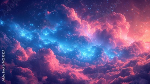 electric blue cloud formations and nebulae illuminating the depths of space