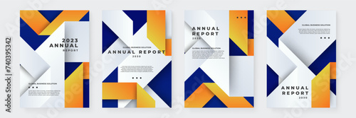 Orange blue and white vector abstract corporate annual report template with shapes for annual report and business catalog, magazine, flyer or booklet. Brochure template layout