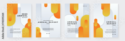 Yellow orange and white vector abstract corporate annual report template with shapes for annual report and business catalog, magazine, flyer or booklet. Brochure template layout