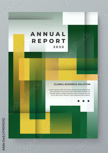 Yellow green and white vector clean minimalist gradient annual report business cover template for brochure, magazine, poster, corporate presentation, portfolio, flyer, infographic. Easy to use