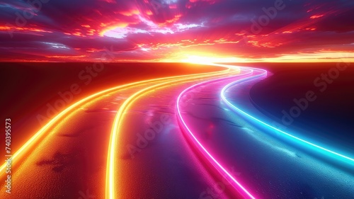 neon glow of twilight road