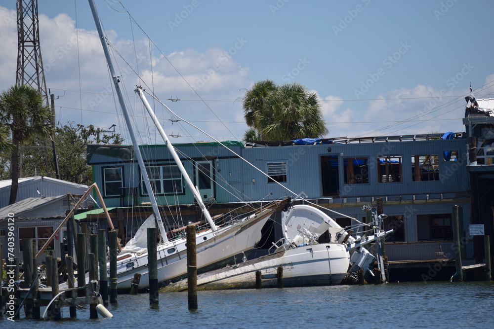 Hurricane debris fort myers beach florida salvanged boats
