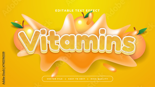 Orange yellow and white vitamins 3d editable text effect - font style