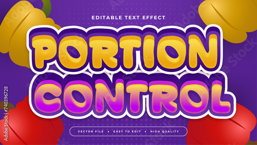 Yellow red and purple violet portion control 3d editable text effect - font style