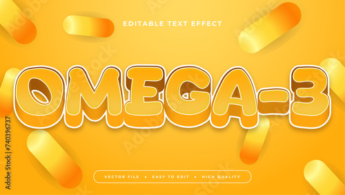 Yellow orange and white omega 3 3d editable text effect - font style