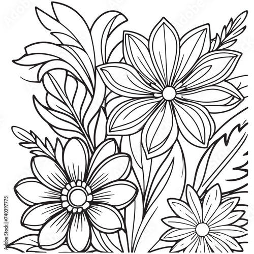  Luxury floral outline drawing coloring book pages line art sketch 