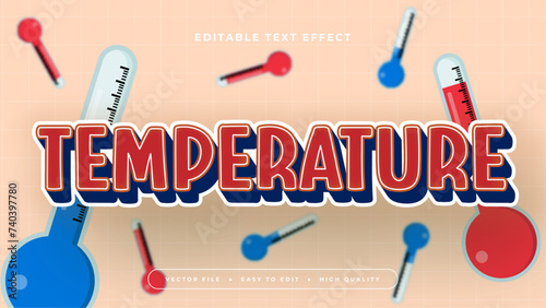 Red blue and beige temperature 3d editable text effect - font style