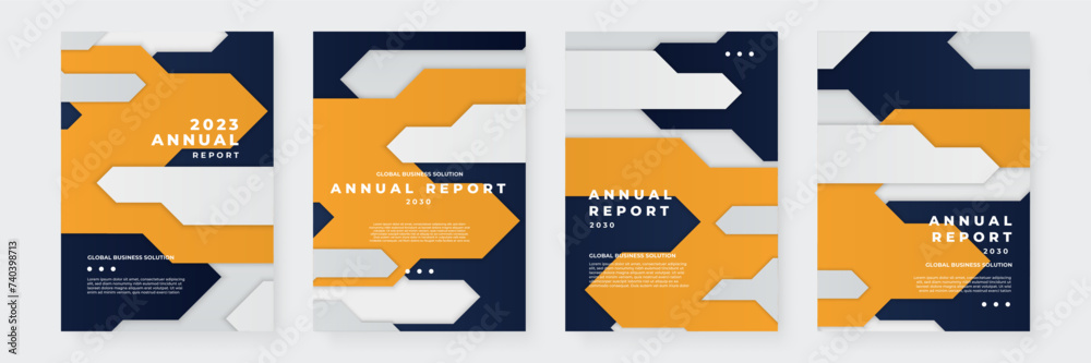 Blue yellow and white vector modern business corporate annual report ...
