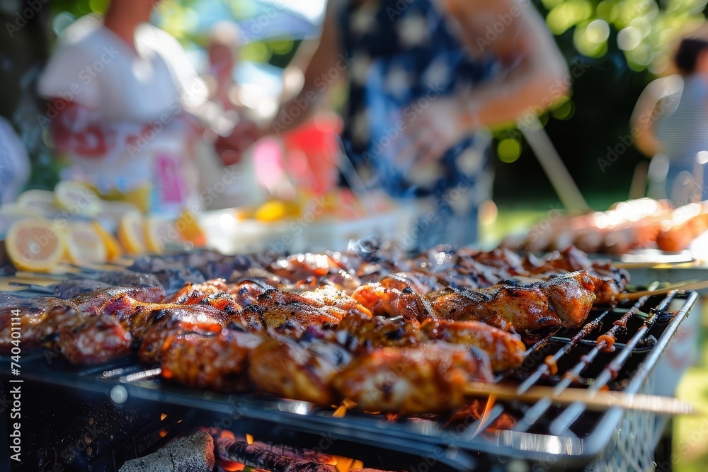 Outdoor barbecue celebrating 4th of july Featuring a festive atmosphere and community spirit
