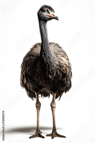 Adult Ostrich standing on white background posing for the camera, full body