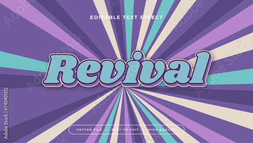 Blue white and purple violet revival 3d editable text effect - font style