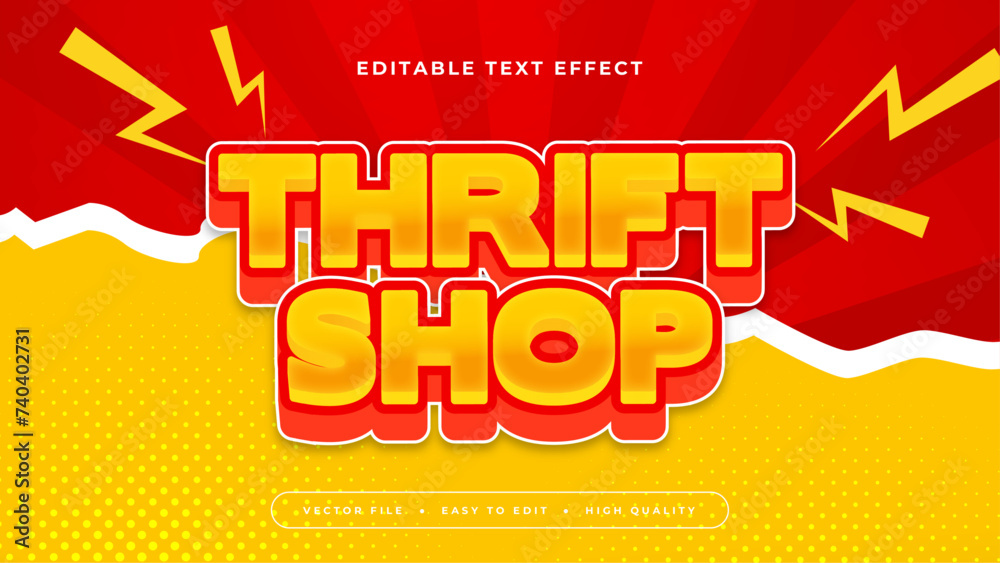 Red orange and yellow thrift shop 3d editable text effect - font style