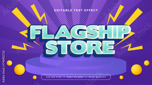 Yellow blue and purple violet flagship store 3d editable text effect - font style