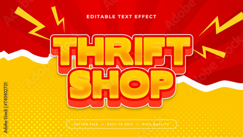 Red orange and yellow thrift shop 3d editable text effect - font style