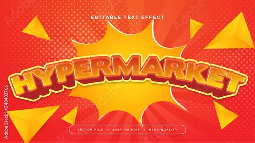 Red and orange hypermarket 3d editable text effect - font style