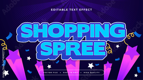 Blue white and purple violet shopping spree 3d editable text effect - font style