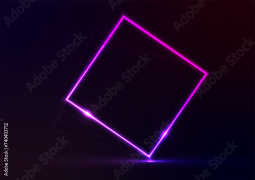 Square neon light line purple presentation background