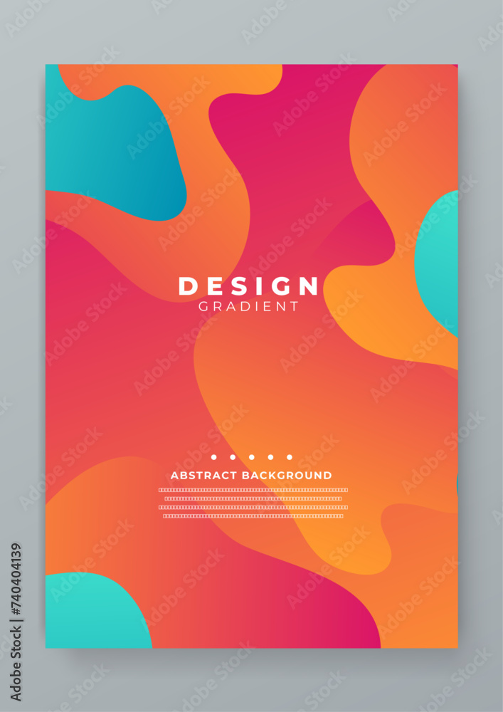 Orange red and green gradient abstract wave fluid shapes cover. Modern template for background, posters, ad banners, brochures, flyers, covers, websites