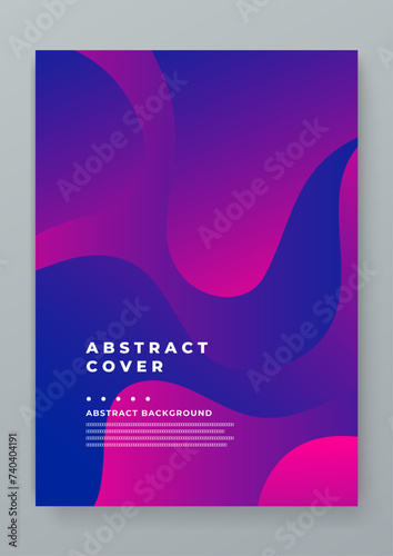 Purple violet abstract gradient cover with fluid wave shapes. Vector design layout for banner presentations, flyers, posters, background and invitations