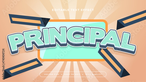 Green orange and white principal 3d editable text effect - font style