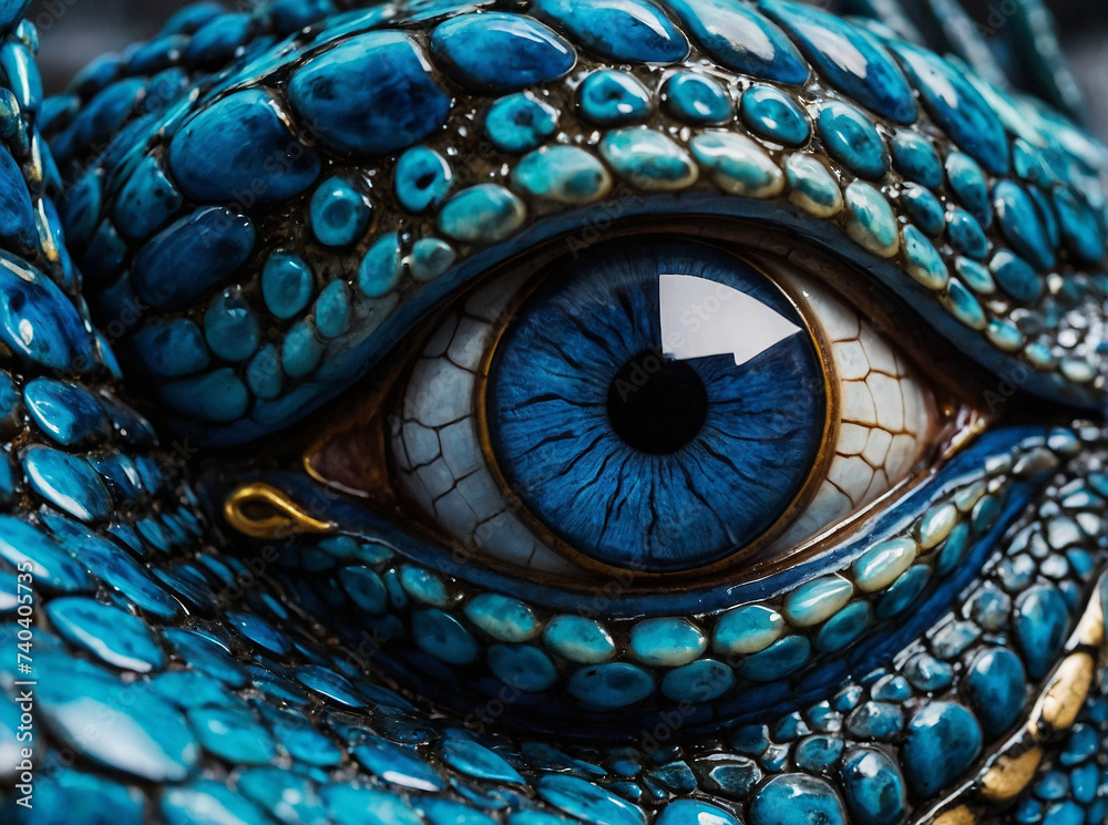 Blue Chinese Dragon eyes, Zodiac sign year of the Blue Dragon, Close-up