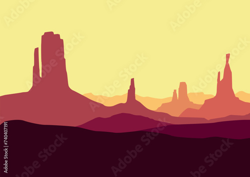 Wild American desert landscape, vector illustration for background design. photo