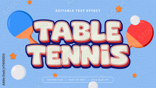 Colorful table tennis 3d editable text effect - font style