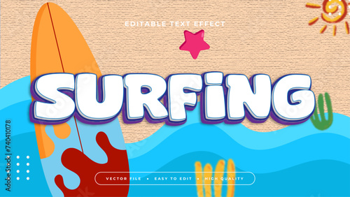 Colorful surfing 3d editable text effect - font style