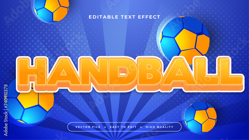 Orange and blue handball 3d editable text effect - font style