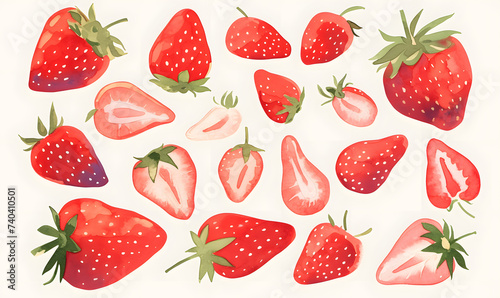 seamless pattern with strawberries, Generative AI