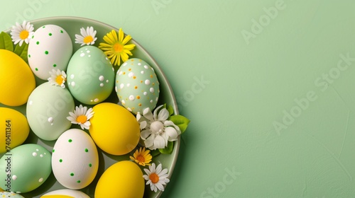 Happy Easter banner with colorful easter eggs © lin