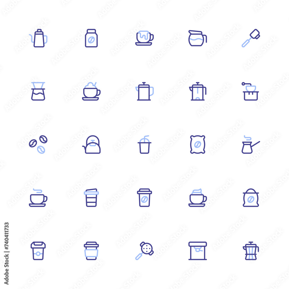 Coffee Duoline 2d Icon. Editable stroke. Pixel Perfect at 32x32