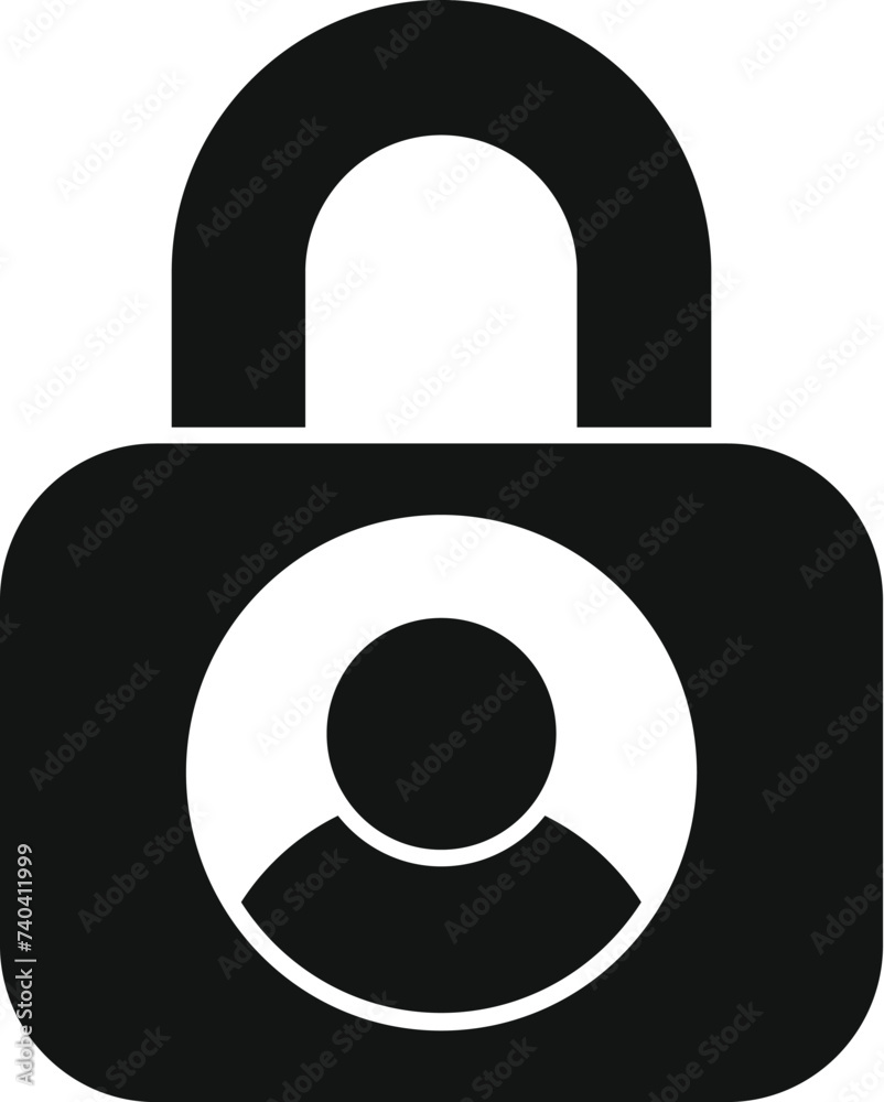 Lock data person icon simple vector. Scan signature. Automatic registration Lock data person icon simple vector. Scan signature. Automatic registration