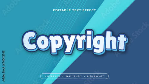 Blue and white copyright 3d editable text effect - font style