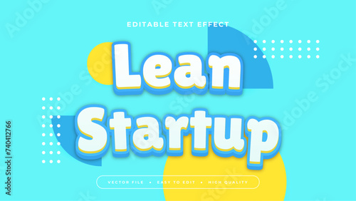 Blue white and yellow lean startup 3d editable text effect - font style