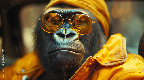 Małpa w okularach photo